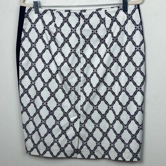 NEW Pencil Skirt Print White Black Womens Size 12 New Without Tags Melanie Lyne - Picture 6 of 7